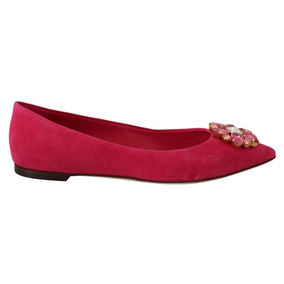 Dolce & Gabbana Pink Suede Crystals Loafers Flats Shoes - Picture 1 of 6